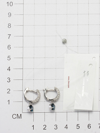 Серебряные серьги с Лондон топазом и фианитом