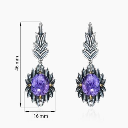 Серьги из серебра с чароитом