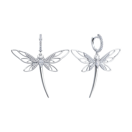 Серебряные серьги с фианитами «Стрекоза»