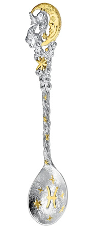 Серебряная ложка «Зодиак Рыбы» с позолотой