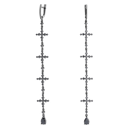 Серьги из серебра «Кресты» с фианитами