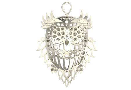 Серебряная елочная игрушка «Сова»