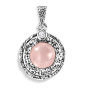 Подвеска из серебра с розовым кварцем и фианитами