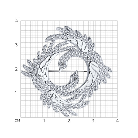 Брошь из серебра с фианитами «Птица»