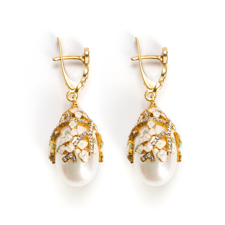 Серебряные серьги с эмалью и фианитами