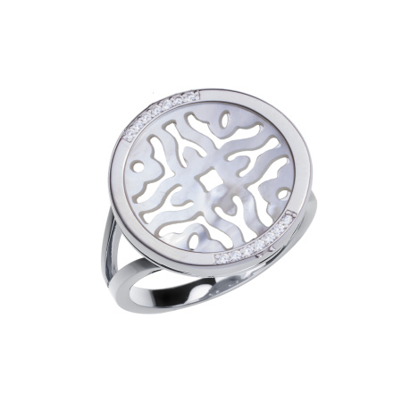 Кольцо с резным перламутром «Восточный экспресс»