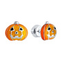 Серьги-пусеты из серебра с эмалью «Тыква»