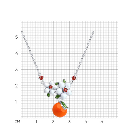 Колье из серебра с фианитами и эмалью «Апельсин»
