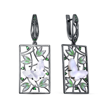 Серебряные серьги с перламутром и фианитами «Бабочка»