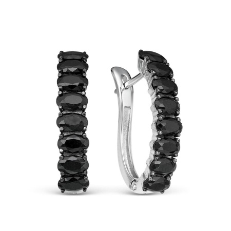 Серебряные серьги с черным кварцем