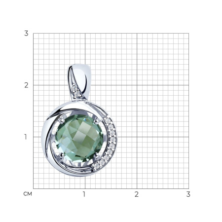 Подвеска из серебра с кварцем и фианитами