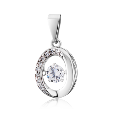 Подвеска серебряная с танцующими фианитами