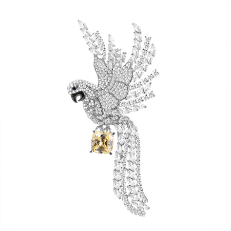 Брошь из серебра «Попугай»