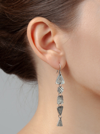 Серьги длинные подвесы из серебра «Орнамент»