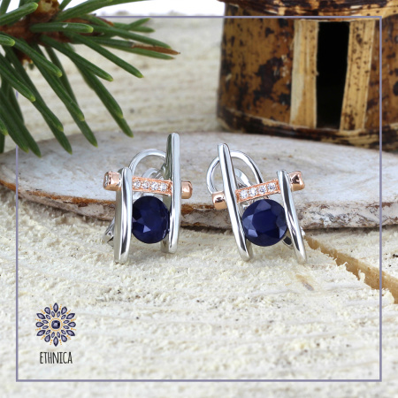 Серьги из серебра ETHNICA с натуральным сапфиром