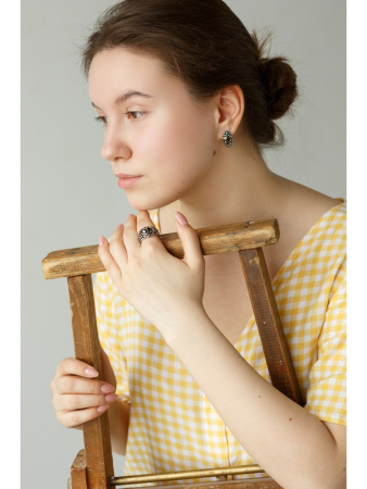 Серьги из серебра с натуральным сапфиром