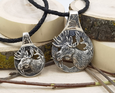 Серебряный подвес малый «Темный лось»