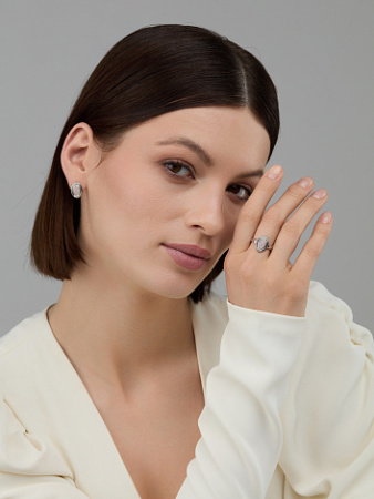 Серьги из серебра с розовым кварцем