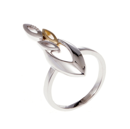 Серебряное кольцо с позолотой