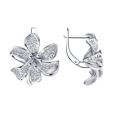 Серьги из серебра Sokolov с фианитами «Лилия»