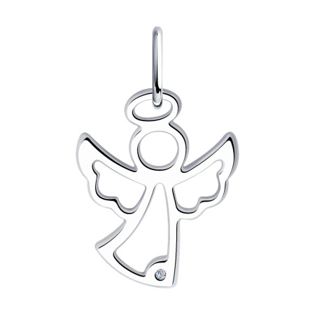 Сербряная подвеска SOKOLOV «Ангелок» с бриллиантом