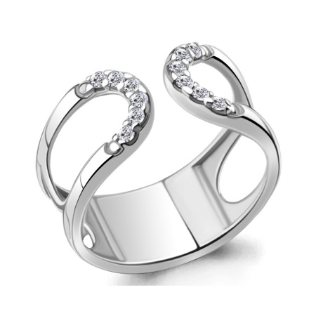 Кольцо из серебра на фалангу с фианитами