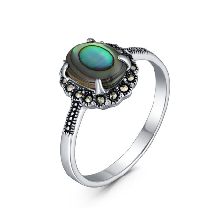 Кольцо из серебра с перламутром и марказитами