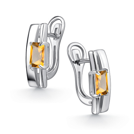 Серебряные серьги с цитрином