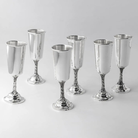 Набор серебряных рюмок «Виноград» - 6 предметов