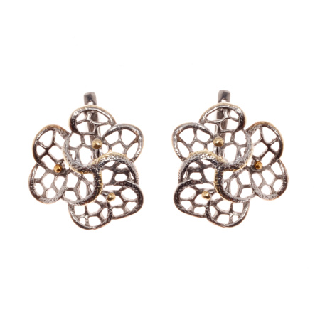 Серебряные серьги с чернением и позолотой