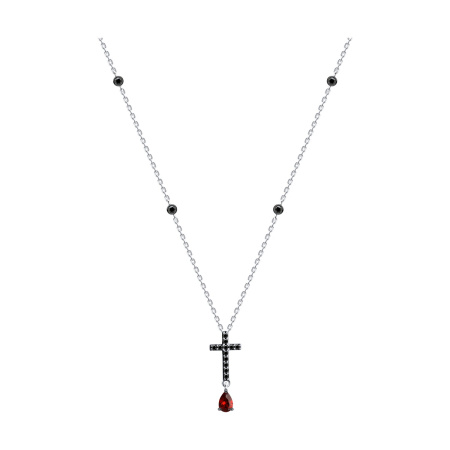Колье из серебра с фианитами «Крест»