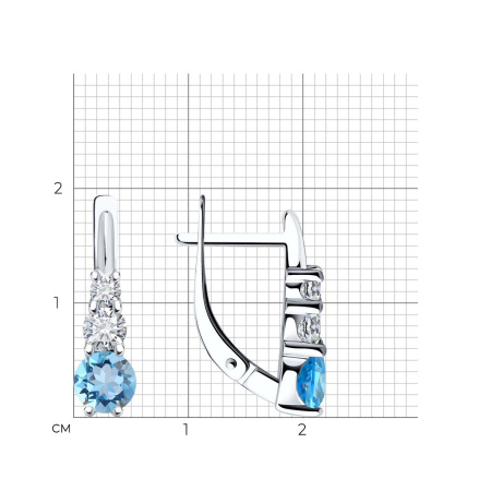 Серьги из серебра с топазами и фианитами