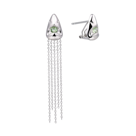 Ассиметричные серебряные серьги с цирконием «Акула»