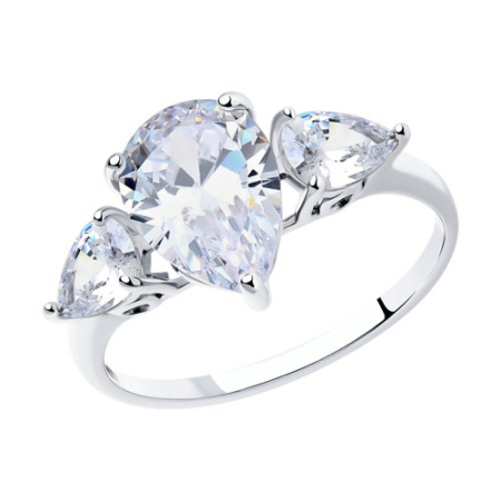 Кольцо из серебра с крупными фианитами