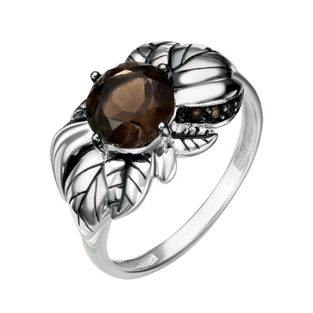 Кольцо из серебра «Цветок» с раухтопазами