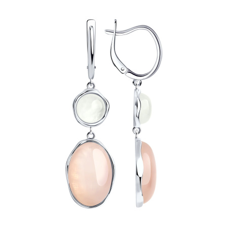 Серебряные серьги с кварцем и лунным камнем