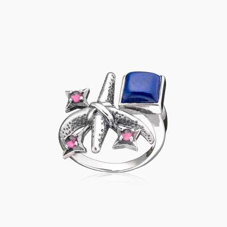 Кольцо из серебра с камнем лазурит