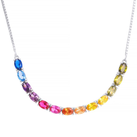 Колье из серебра с кубическим цирконием «Радуга»