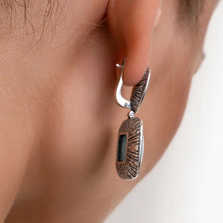 Серьги из серебра «Нежность» с топазом и ларимаром