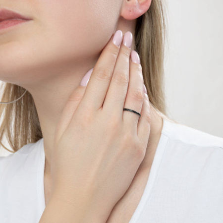 Серебряное кольцо с чёрными фианитами SOKOLOV