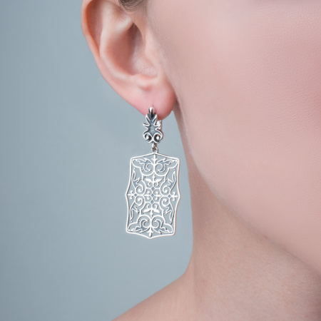 Серьги женские из серебра 925 Самарканд восточный орнамент крупные