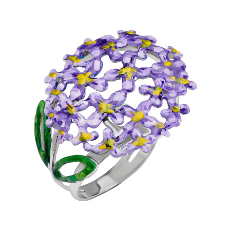 Кольцо из серебра «Цветы» с эмалью