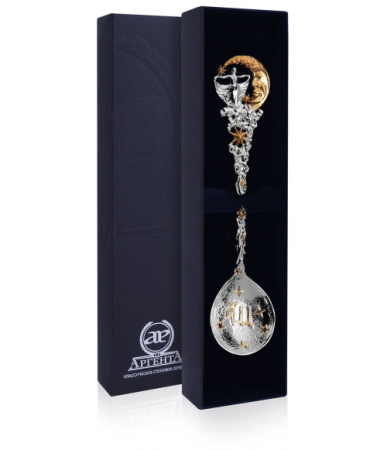 Серебряная ложка «Зодиак Дева» с позолотой