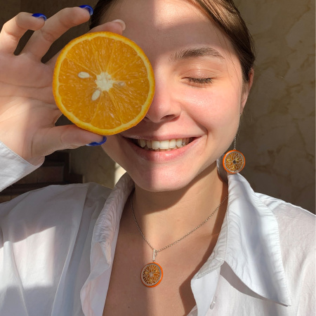 Серьги из серебра «Дольки апельсина»