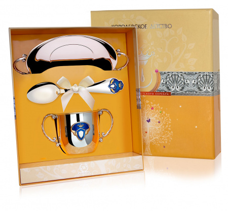 Серебряный набор «Принц» блюдце и поильник