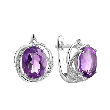 Серьги из серебра с аметистом и фианитами
