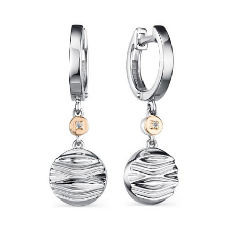 Серебряные серьги с бриллиантом