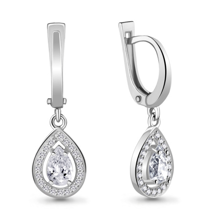 Серебряные серьги с фианитами «Капля»
