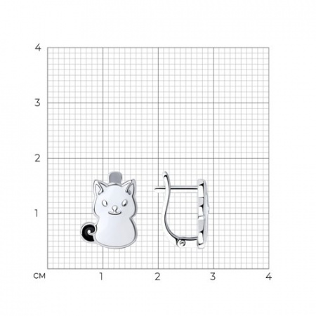 Серьги «Кот» из серебра с эмалью