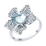 Серебряное кольцо с топазом и фианитами «Цветок»